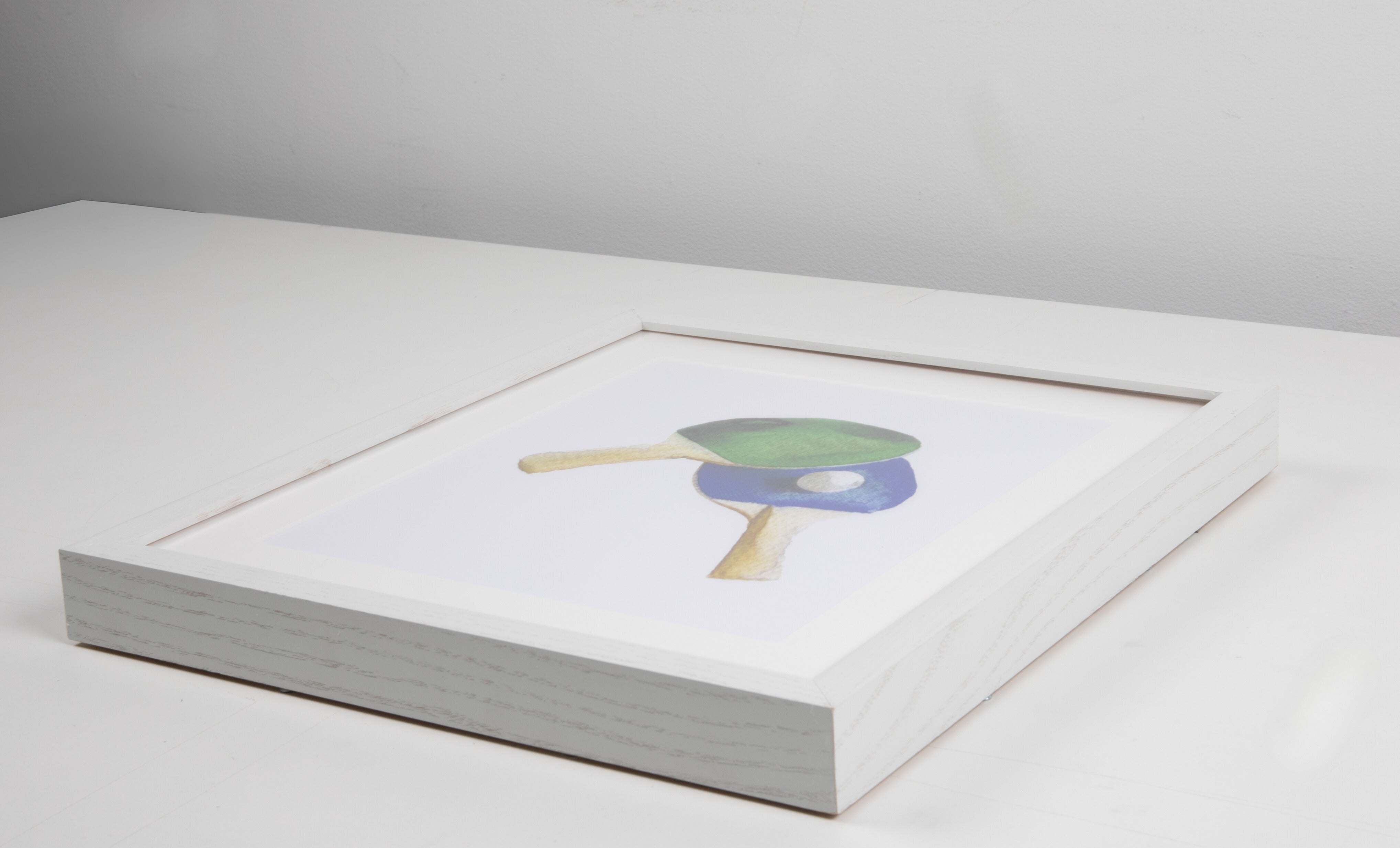 Ping Pong Paddles Watercolor Art with White Frame
