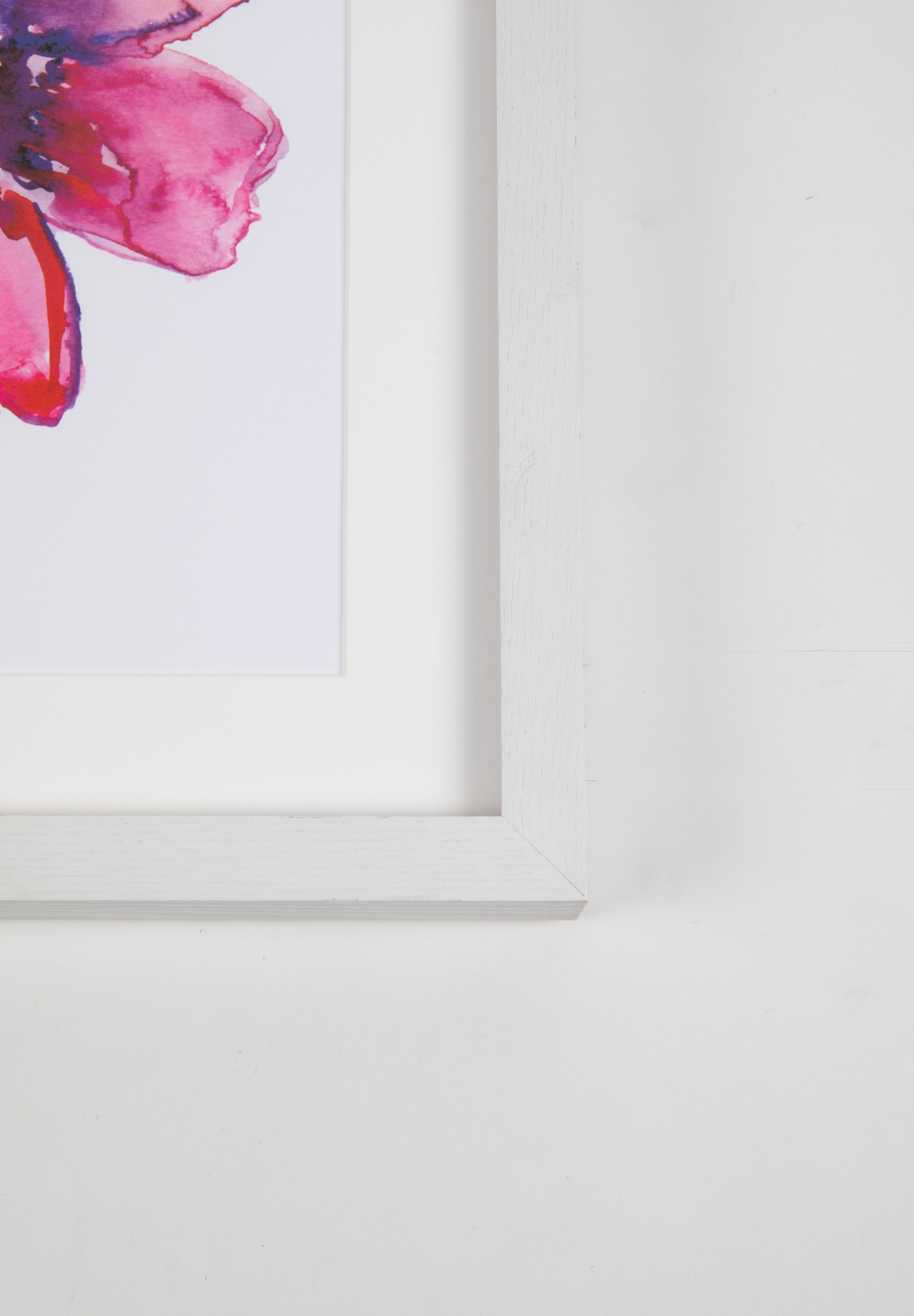 Pink Flower Watercolor Art with White Frame