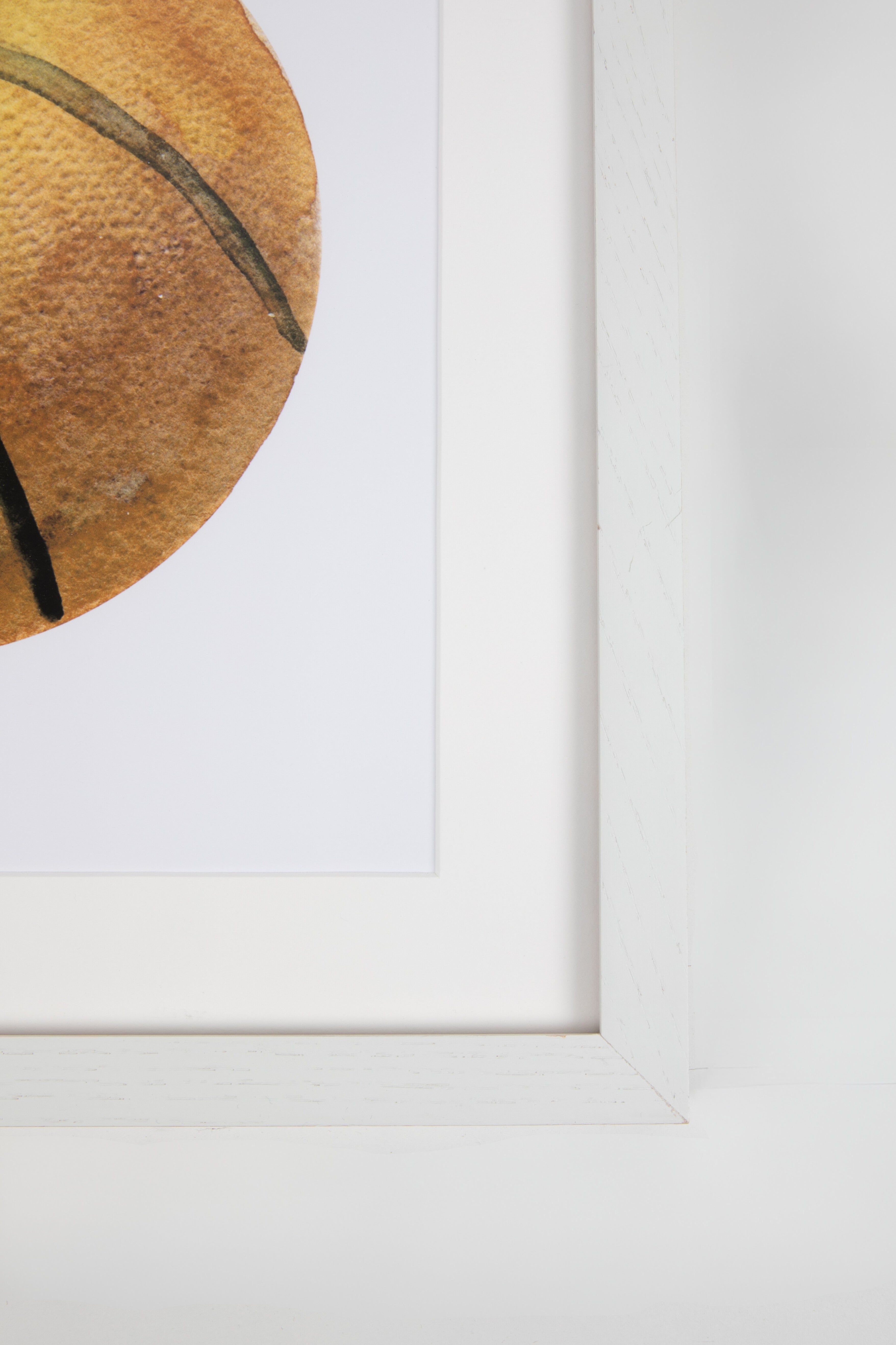 Basketball Watercolor Art with White Frame