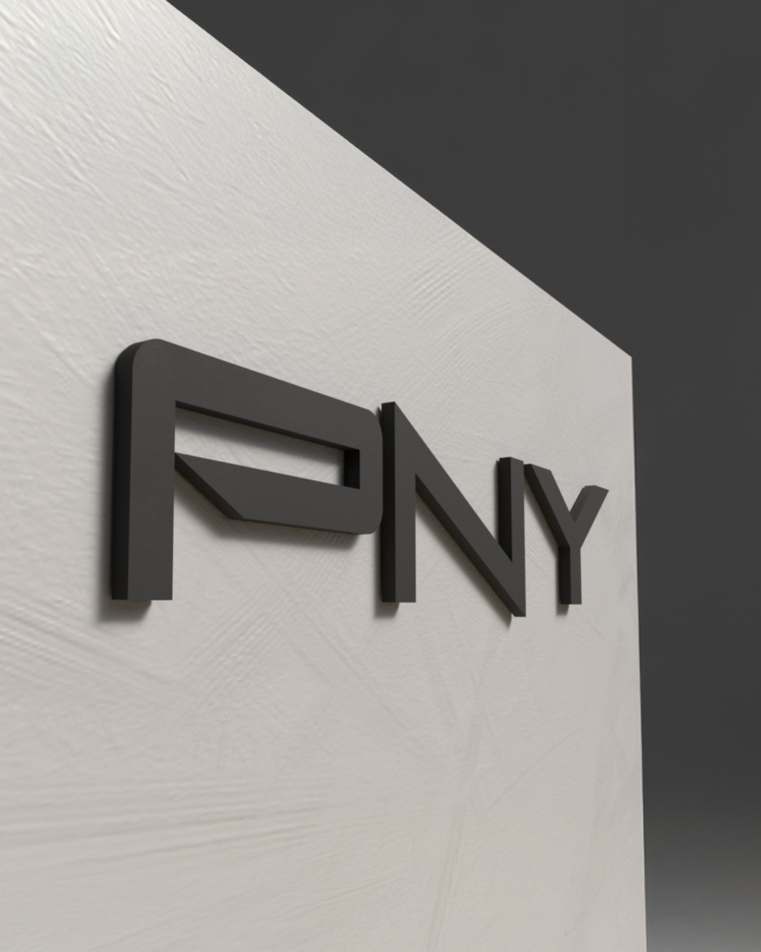 CNC-routed dimensional lettering for PNY brand signage by Skyframe