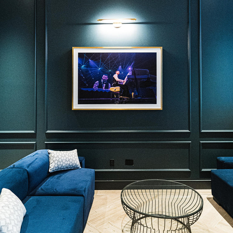 Custom framed art in a Miami gallery setting — Skyframe Wynwood
