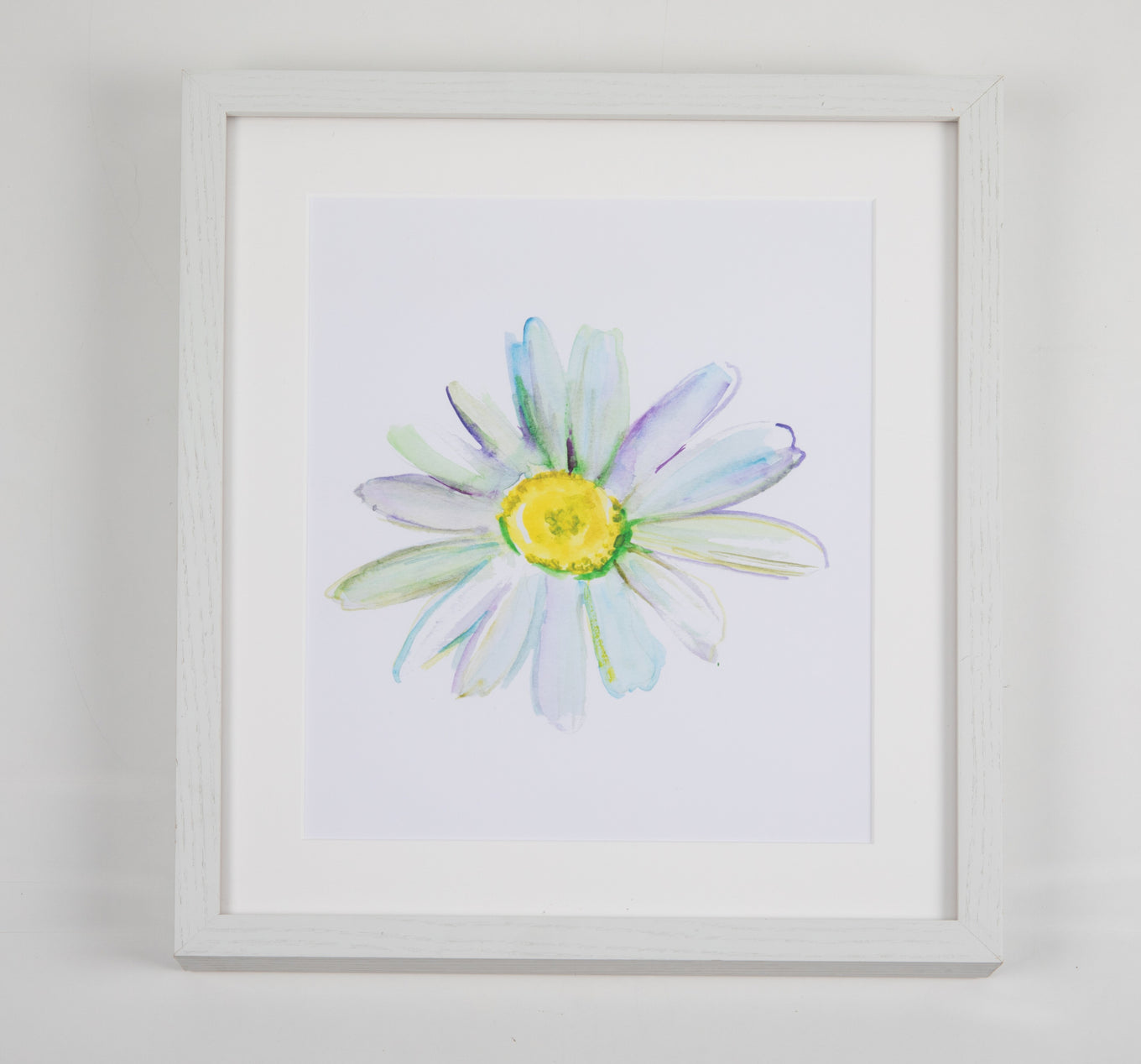 Daisy Watercolor Art with White Frame