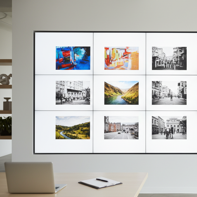 Consultant deciding on an image from image galleries