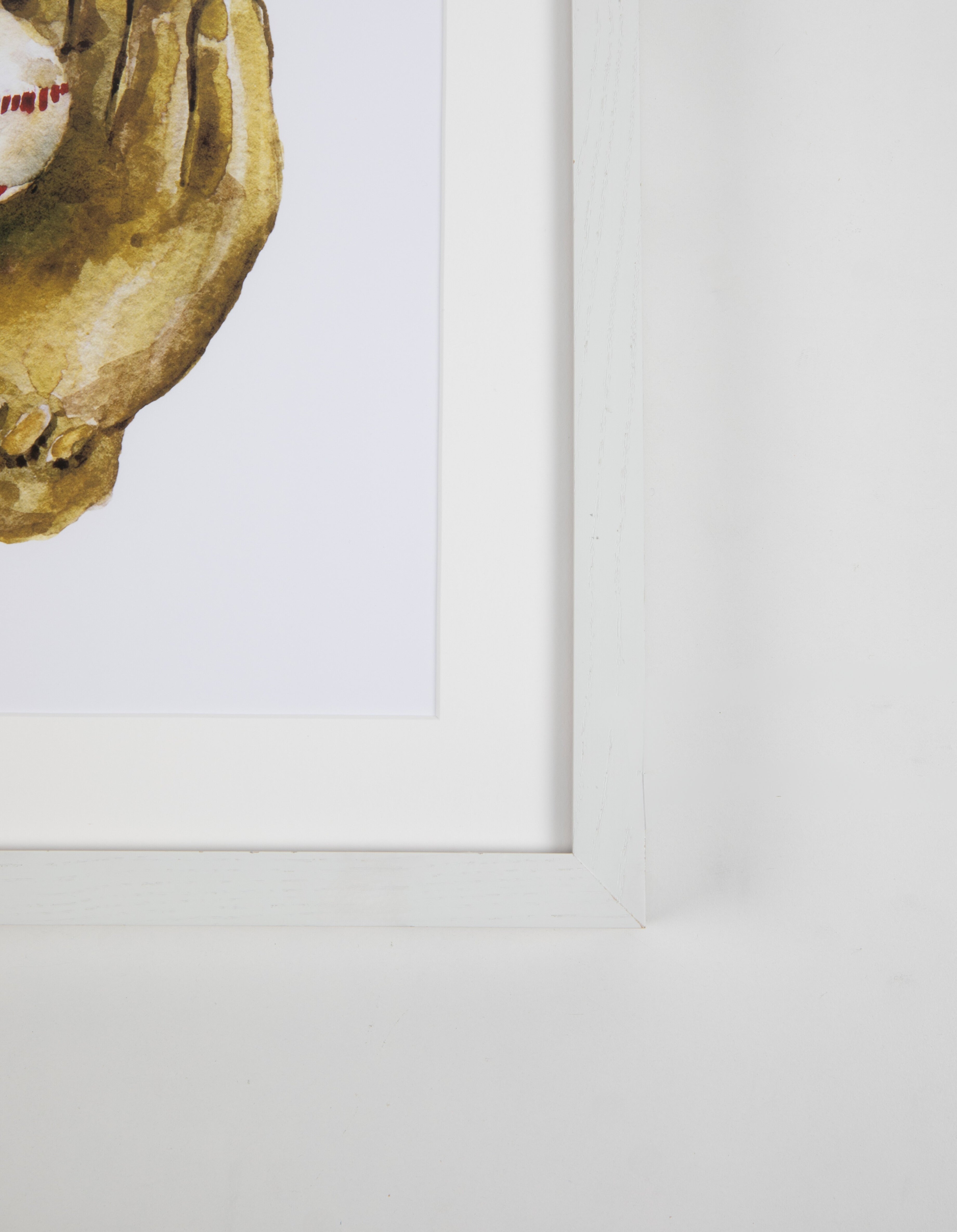 Baseball Glove Watercolor Art with White Frame