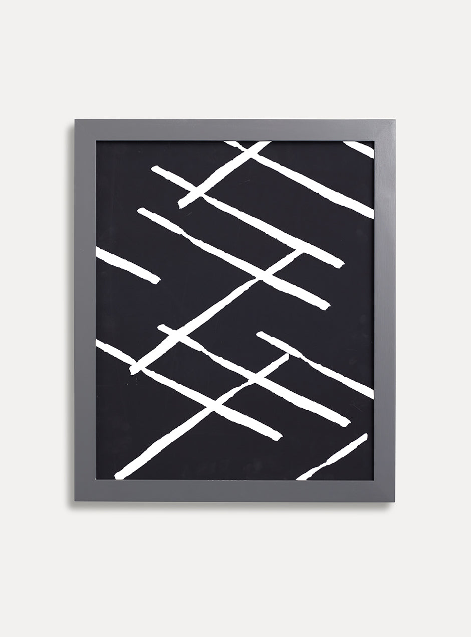 grey frame holding abstract art