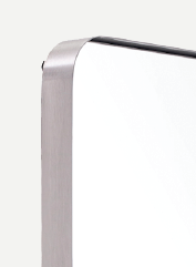 close up silver thin framed mirror 