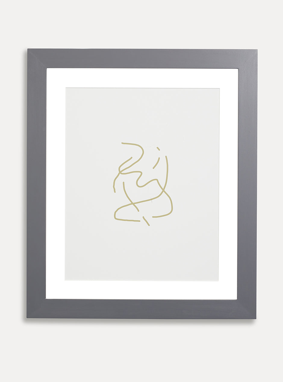 grey frame holding abstract art