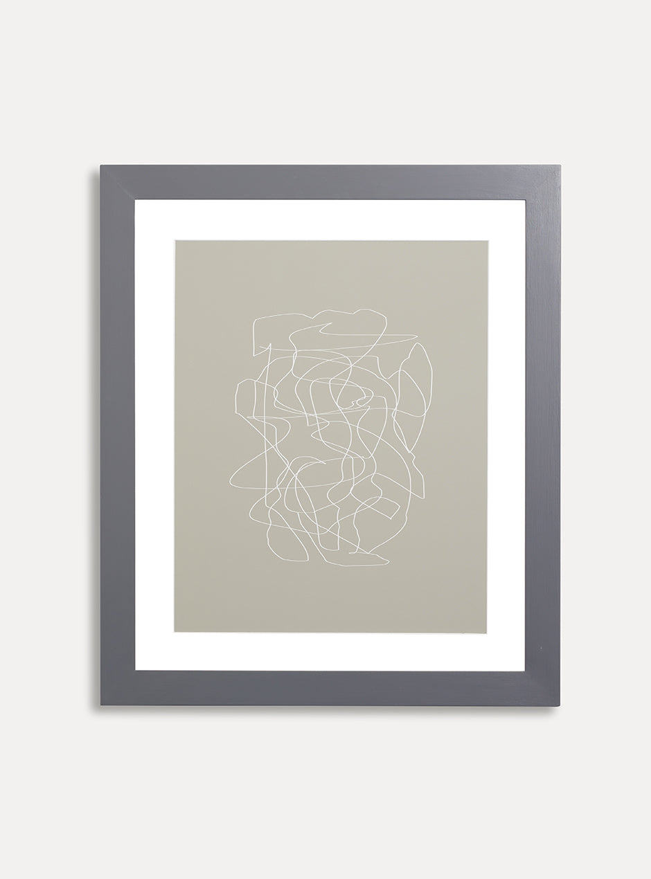grey frame holding abstract art