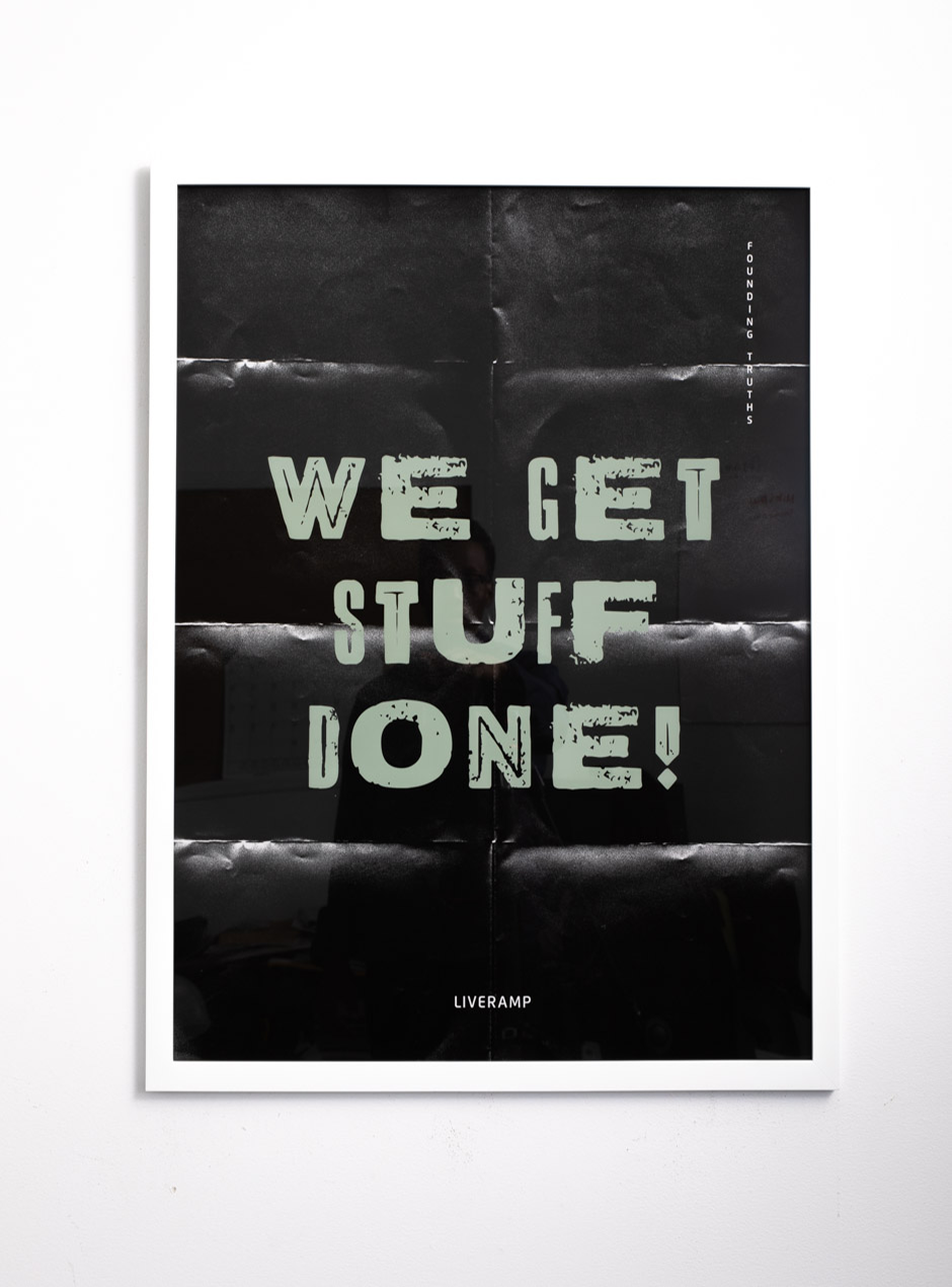 We Get Stuff Done Black & Green in white thin frame