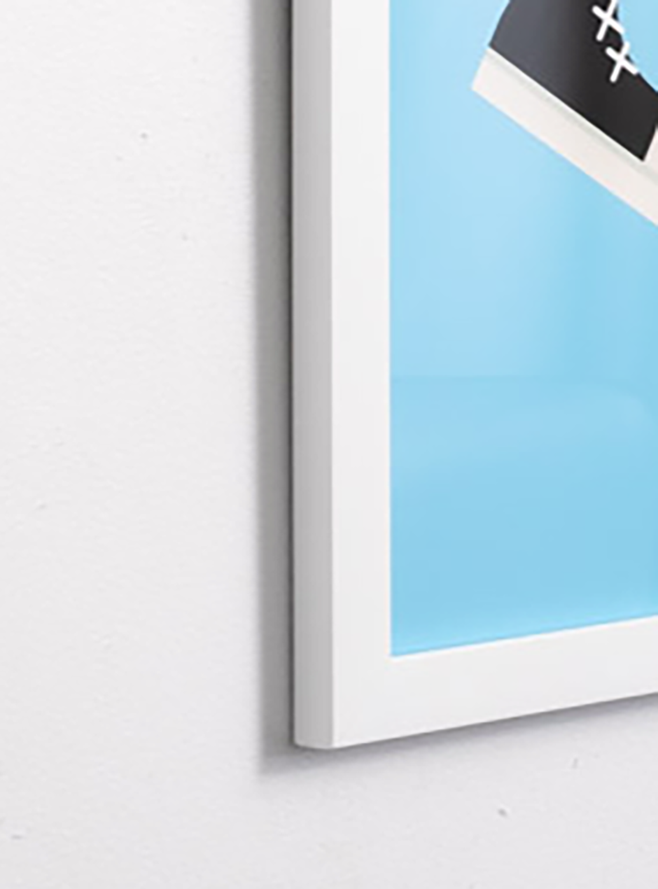 close up we empower people on blue background in thin white frame