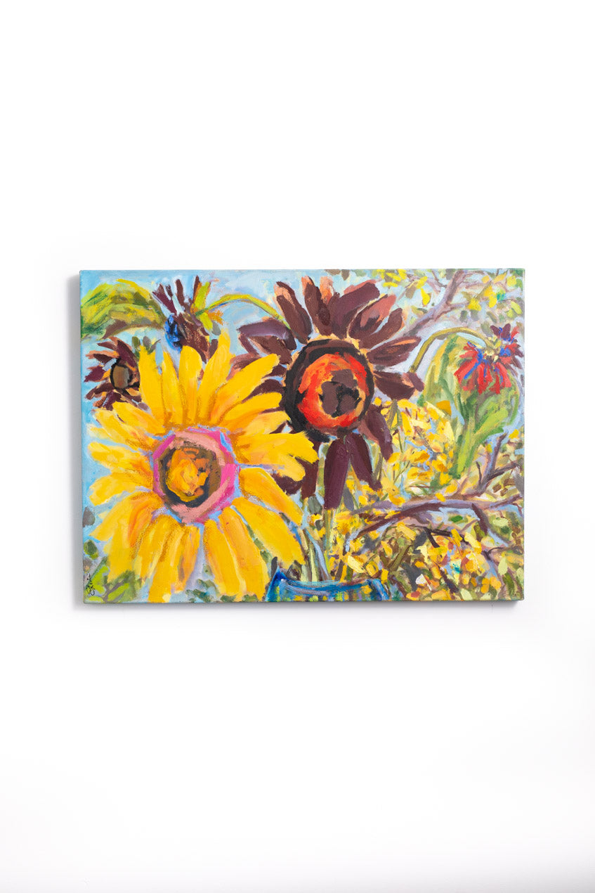 handpainted sunflowers on canvas