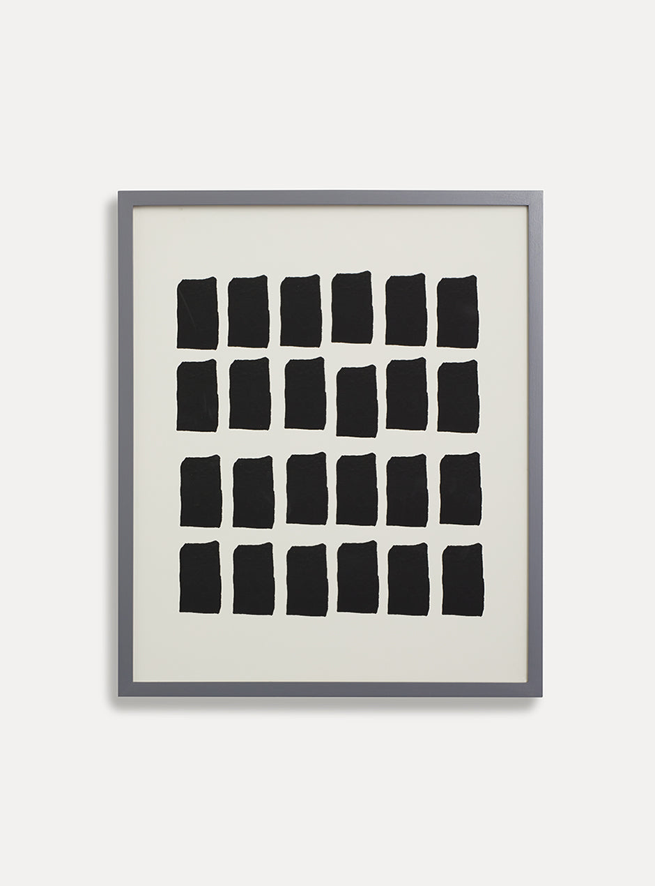 grey frame holding abstract art