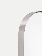 close up of top corner of custom mirror with silver slim frame 