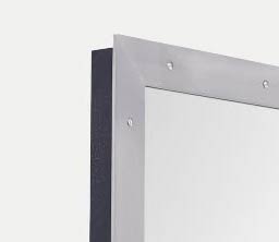 close up silver metal framed mirror