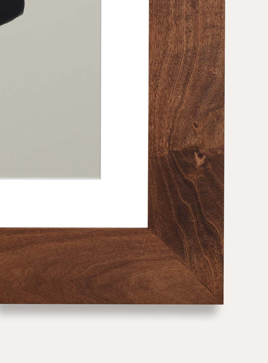 close up corner of thick wooden frame
