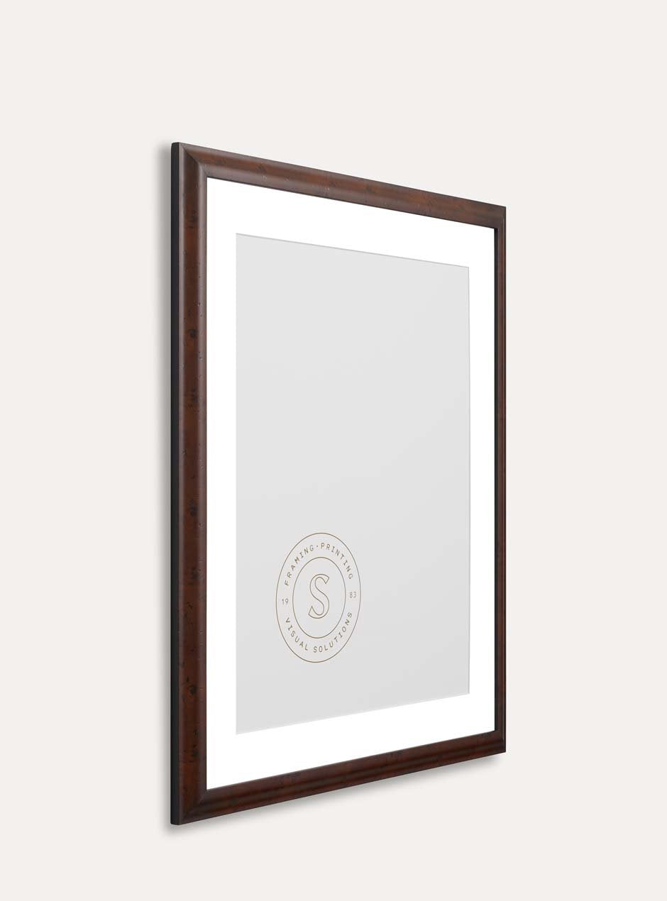 side view dark wood frame