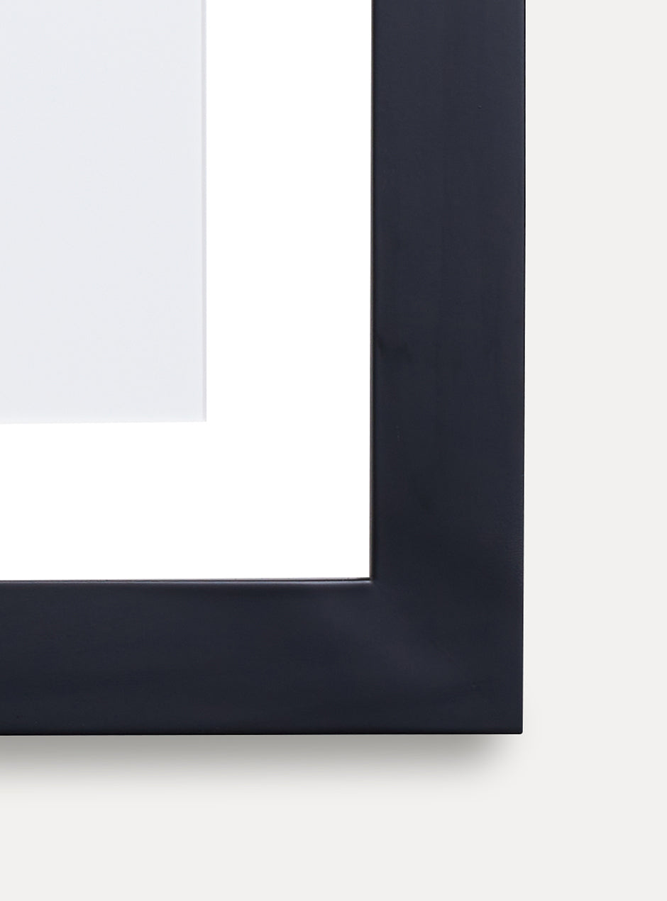 close up of corner of black frame