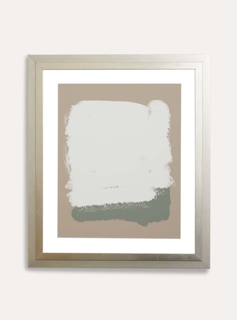 silver frame holding abstract art