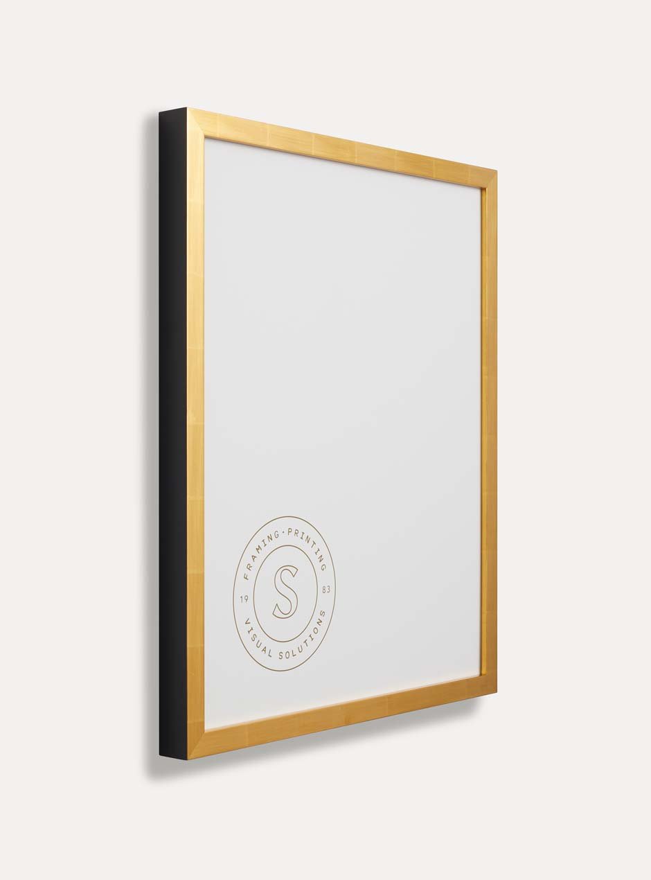 side view of gold frame