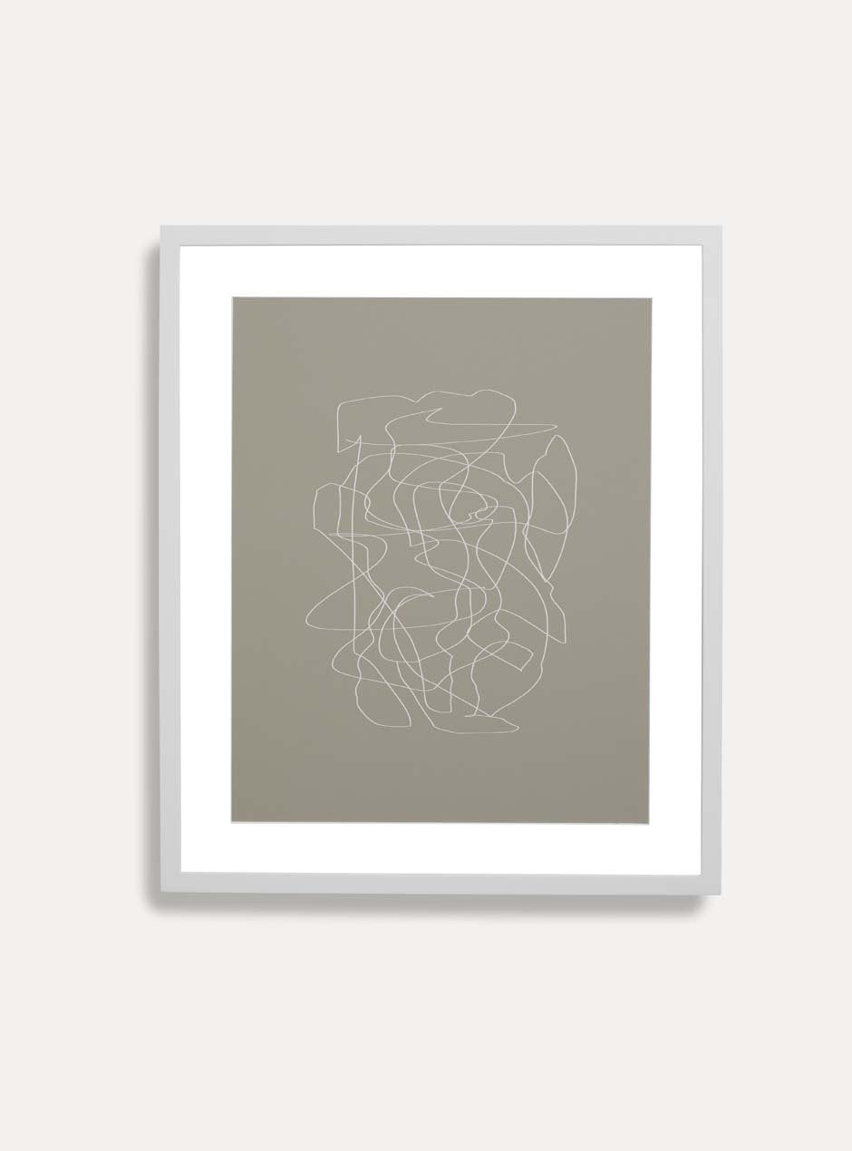Black frame holding abstract art