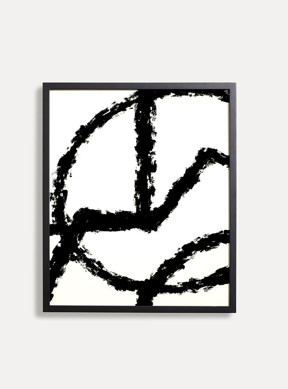 black frame holding abstract art