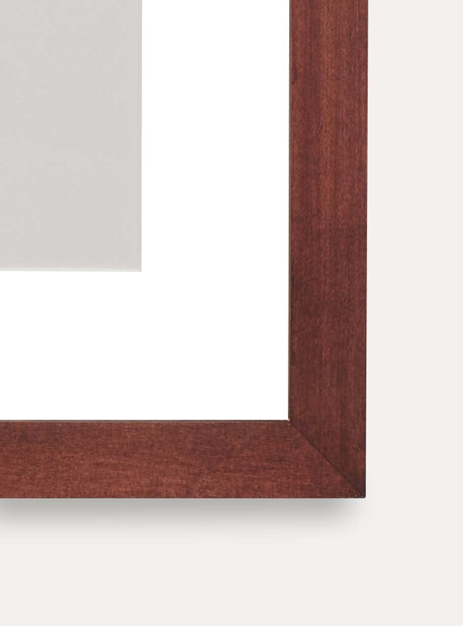corner view of maple wooden frame