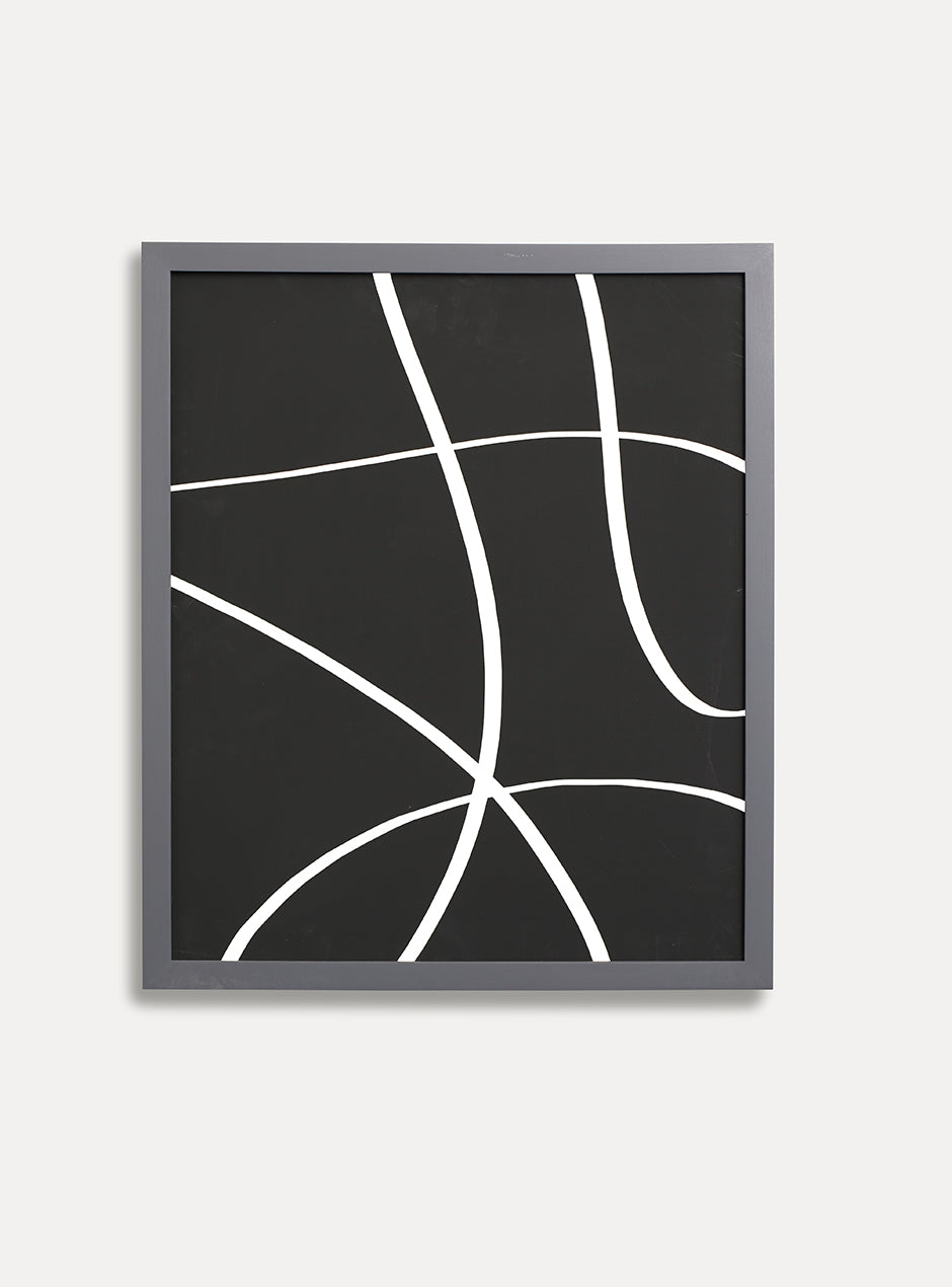grey frame holding abstract art