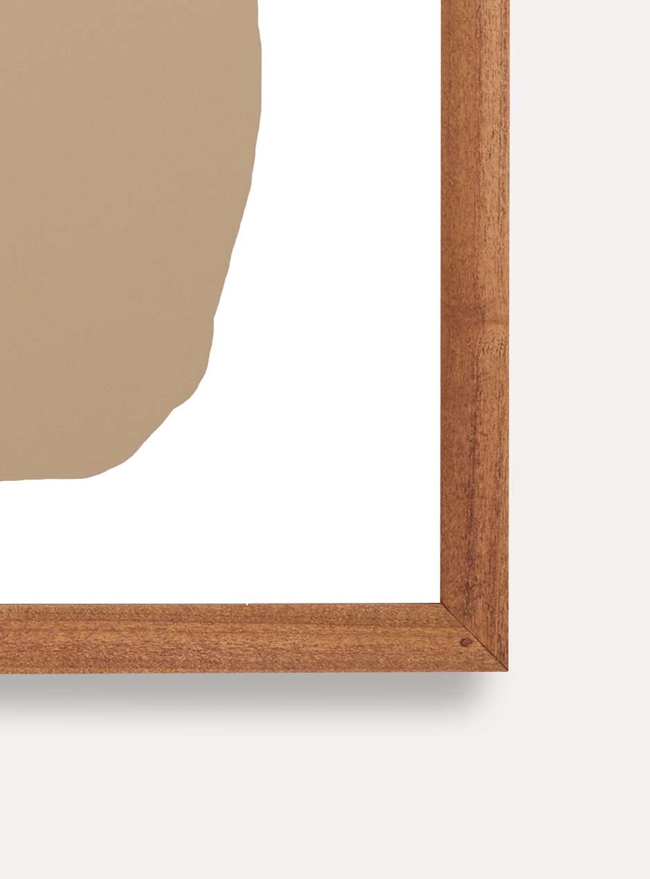 close up corner slim wood frame