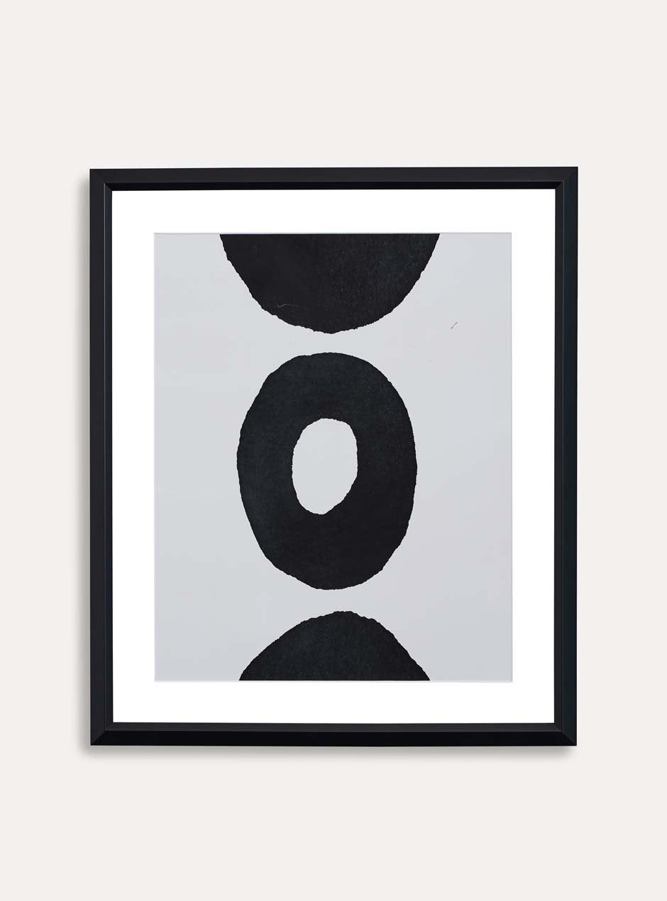 abstract circle on white background with black frame and white matting