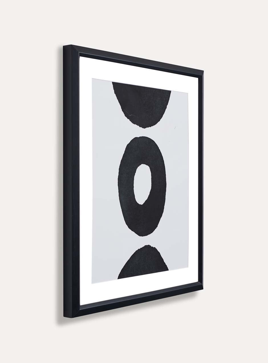abstract circle on white background with black frame and white matting