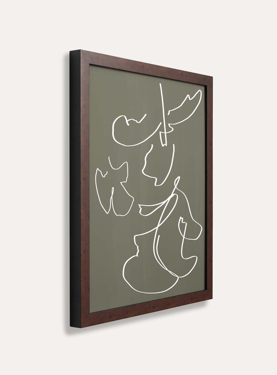 side view dark wooden frame