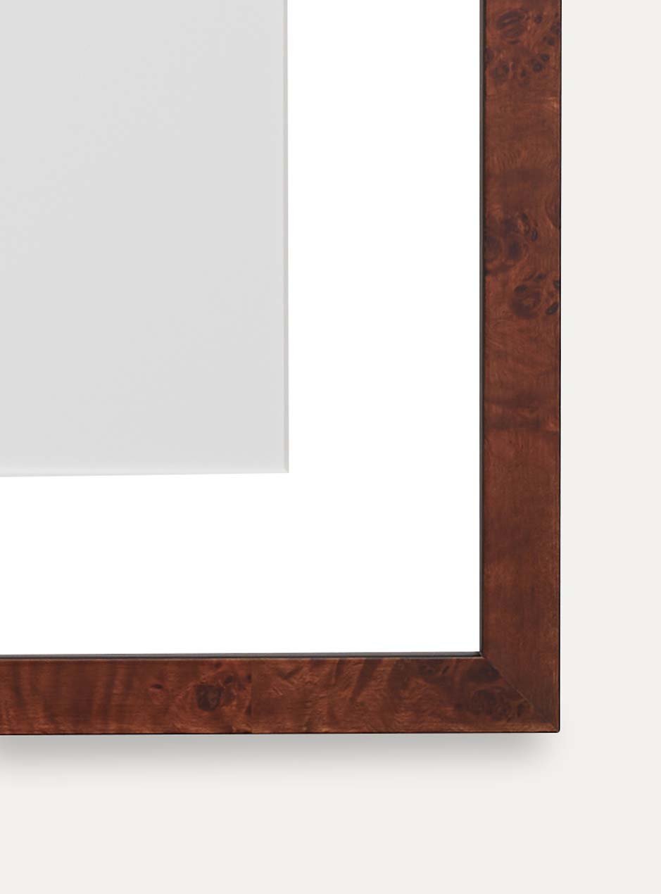 burrell wood style frame thin with modern art neutral piece in high end apartment
