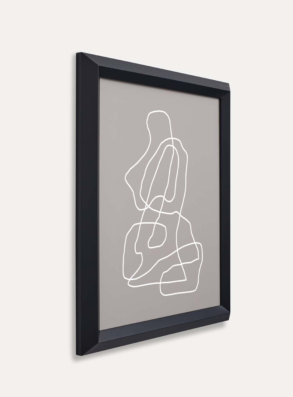 side view black frame holding abstract art