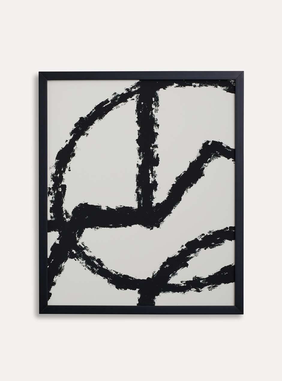 black frame holding abstract art