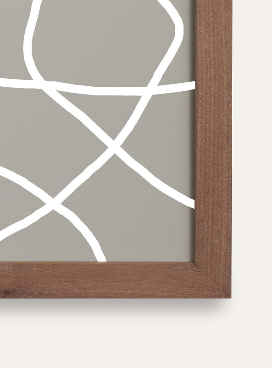 corner thin brown wooden mirror