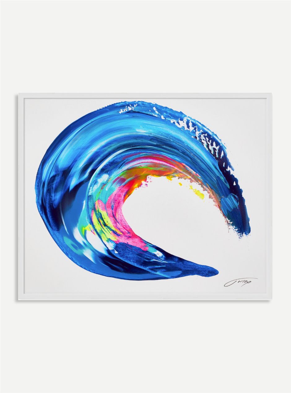 abstract colorful wave on white background in white frame
